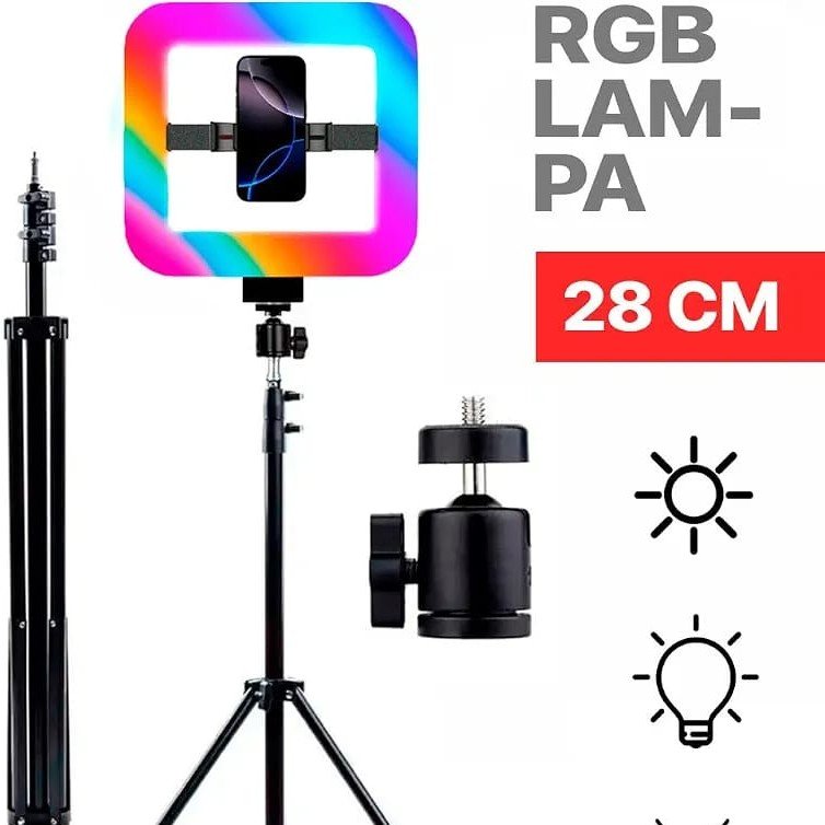 NeePho MJ-28 RGB Ring Light | 28cm Square Ring Light with Built-in Phone Holder | 16 RGB Colors + 3 Light Modes | For TikTok, Selfies, Live Stream tripod is not included. 